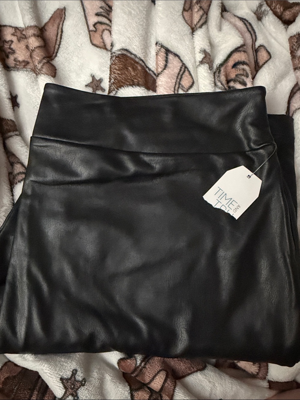 Time and Tru Black Faux Leather Wide Leg Pants